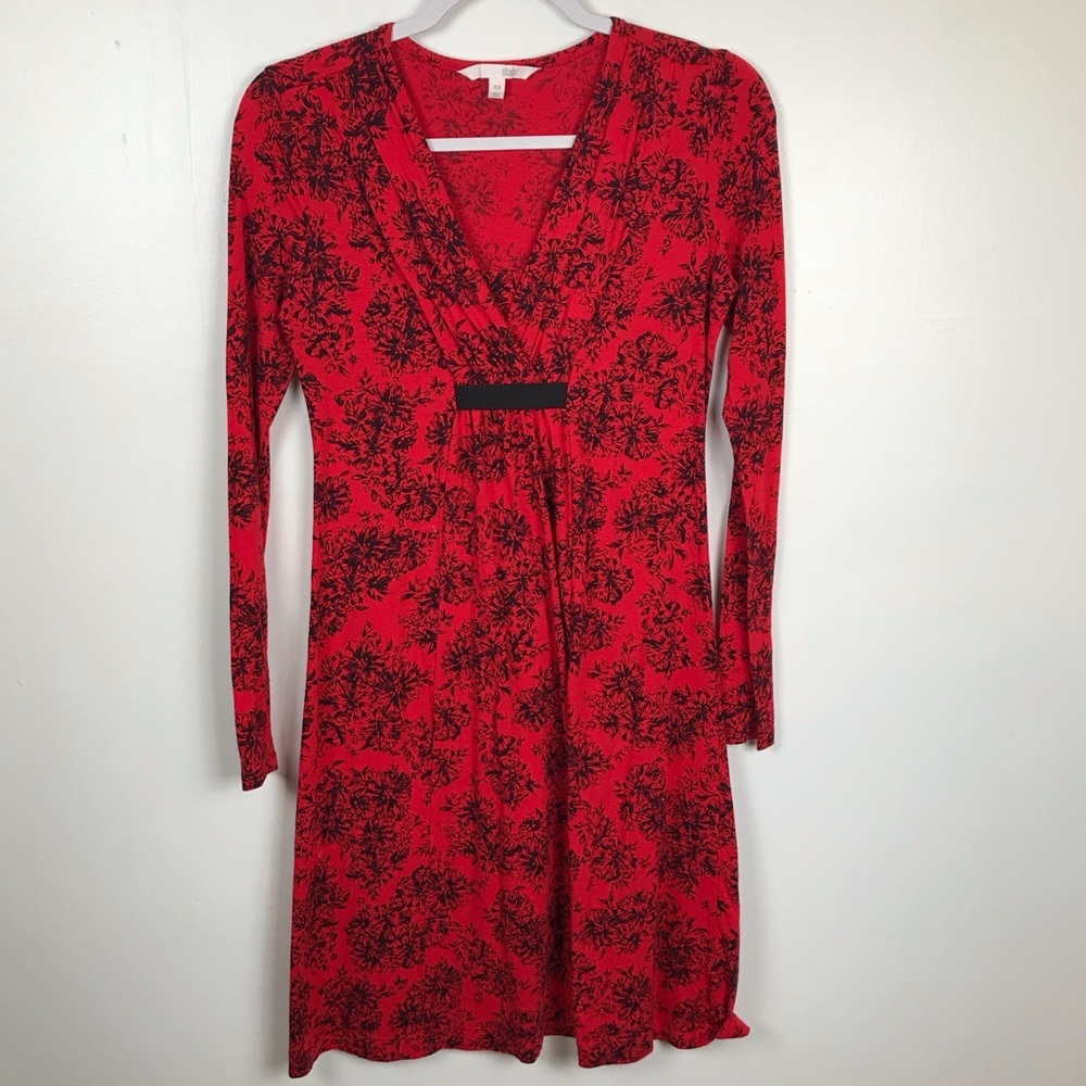 Shade Dress Empire Waist Red‎ Black XS long sleeve